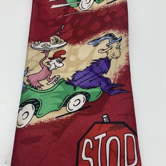 Dr Suess GREEN EGGS AND HAM Tie City One Handmade Neck Tie Red Seuss Week ~ Flaw - Picture 2 of 6